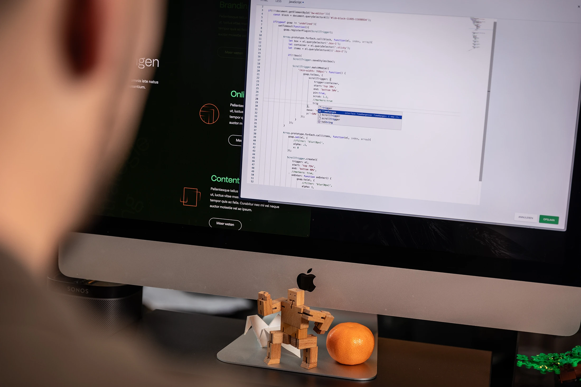 Marcel codeert een website